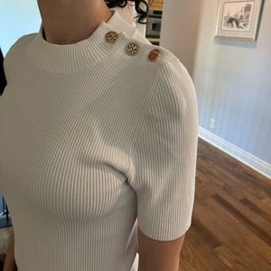 Tory Burch size M white short sleeve sweater